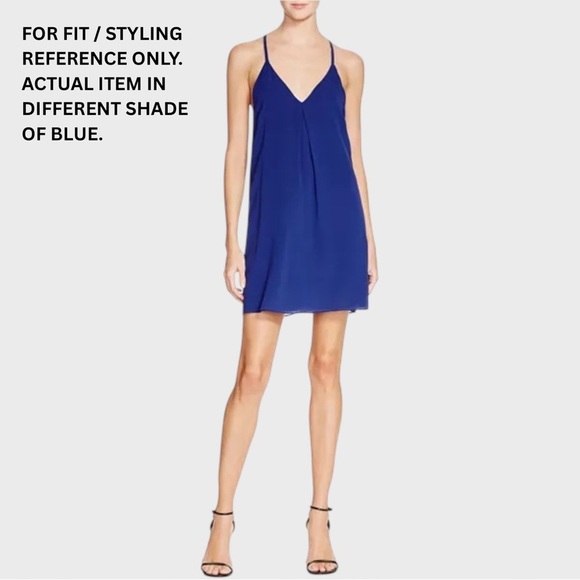 Alice + Olivia Silk Mini Dress Women’s Small Blue Fierra Shift Lined Y-Back - Picture 8 of 14
